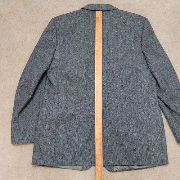 Vtg Bovet Blazer Mens 46R Gray Herringbone Tweed Wool Jacket Sportscoat Corpcore - Picture 16 of 16